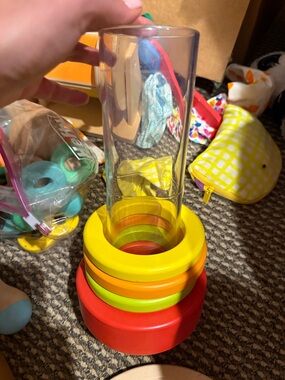 Colorful Stacking Rings Learning Toy - Red, Orange, Yellow & Green